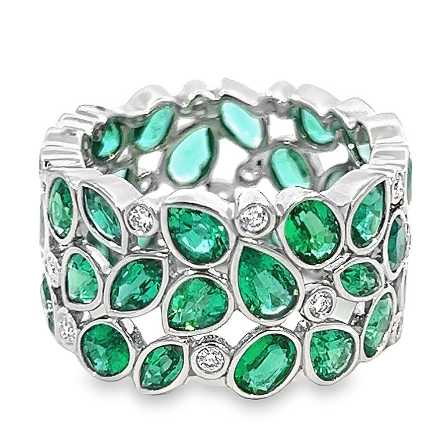 5.95ct Multi-cut Emerald Sapphire Eternity Ring