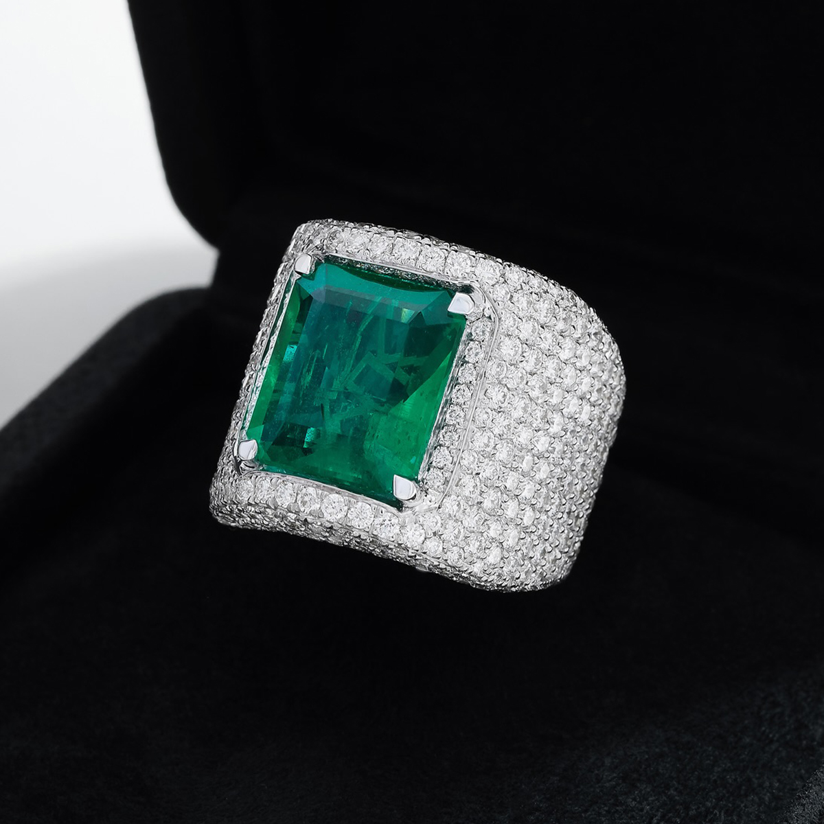 Emerald Cut Full White Sapphire Wedding Band