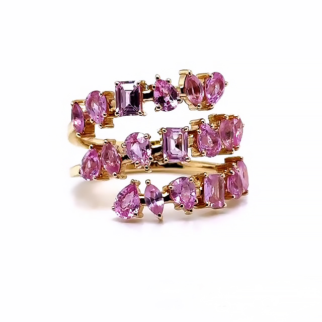 4.75ct Triple Row Spiral Wrap Pink Sapphire Eternity Ring