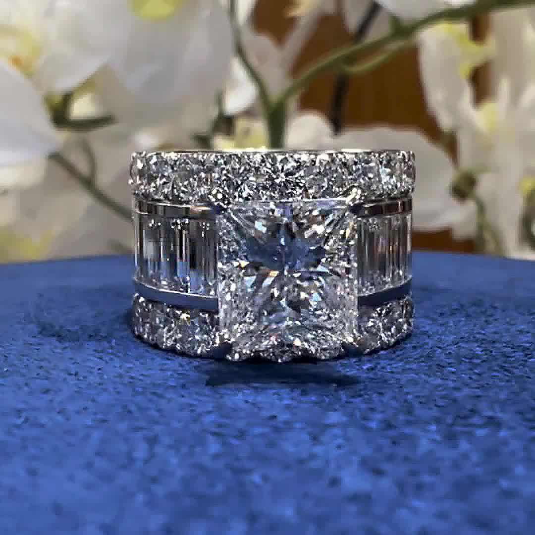 5ct Princess Cut White Sapphire Engagement Ring