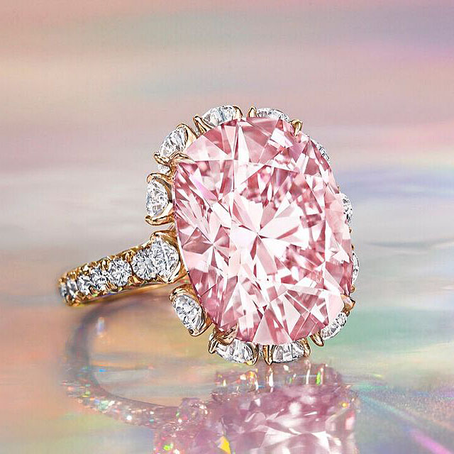 8.75ct Cushion Cut Fancy Pink Sapphire Engagement Ring