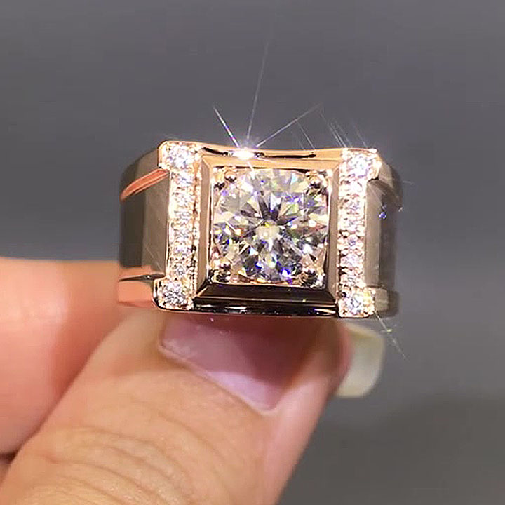 4ct Round Cut White Sapphire Men's Engagement Ring