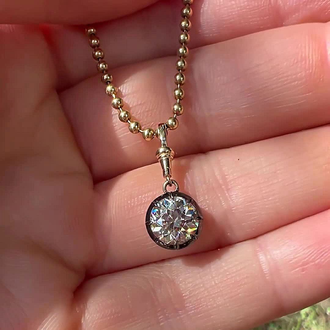 Round Cut White Sapphire Pendant Necklace