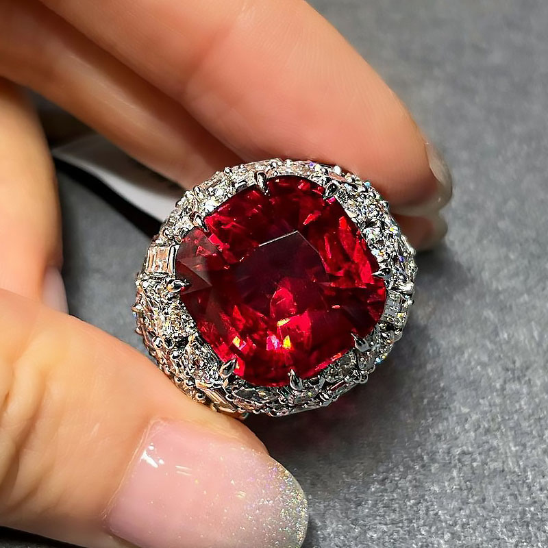 7ct Cushion Cut Ruby Sapphire Cocktail Ring