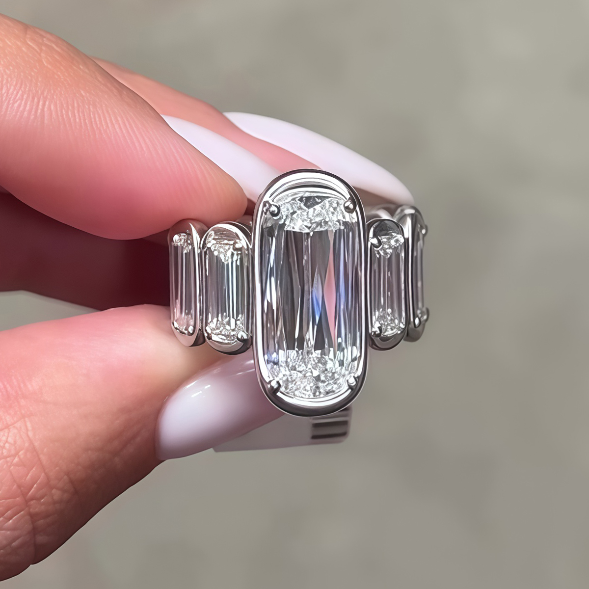 5ct Cushion Cut White Sapphire Prong-Set Ring