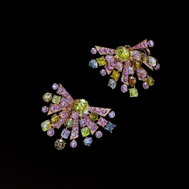 Starburst Radiant&Round Cut Colorful Gems Stud Earrings