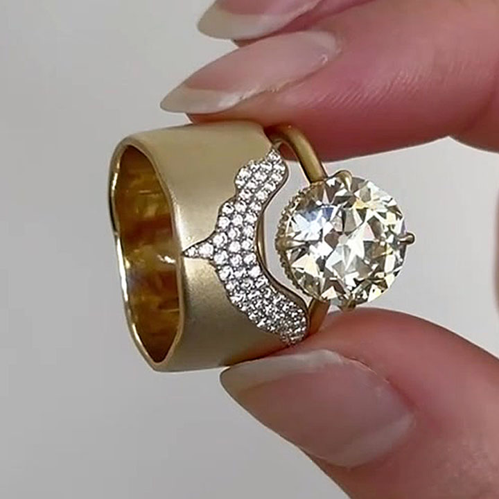 Art Deco 2ct Round Cut White Sapphire Wedding Set