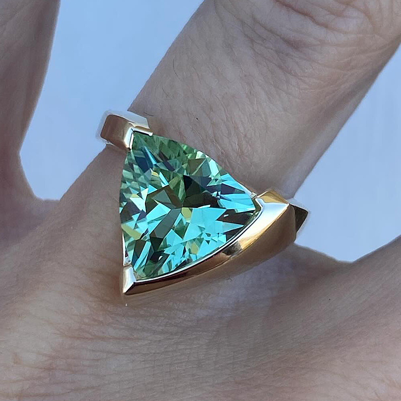 4ct Triangular Cut Aquamarine Sapphire Engagement Ring