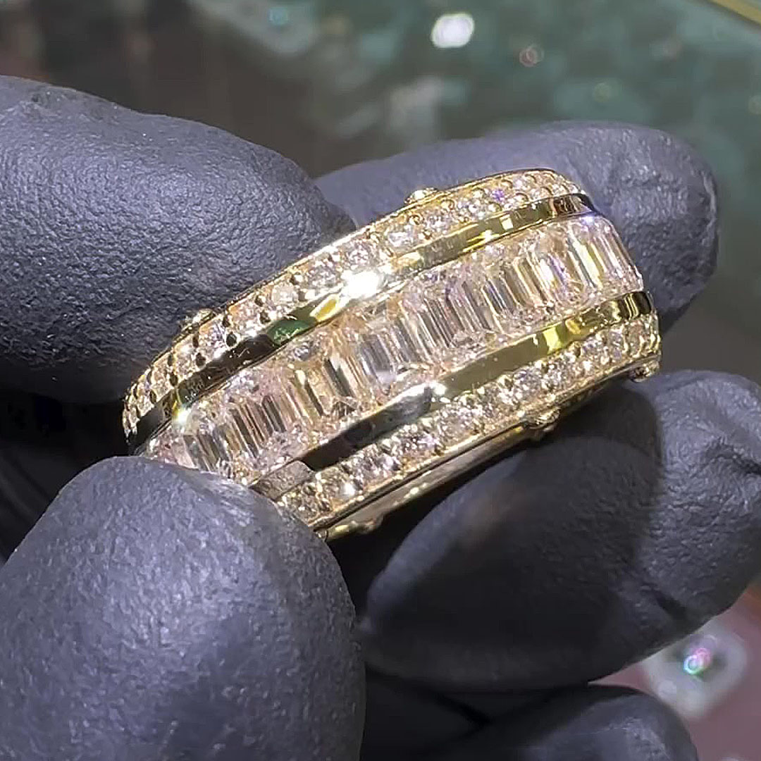 5.85ct Emerald Cut White Sapphire Wedding Band