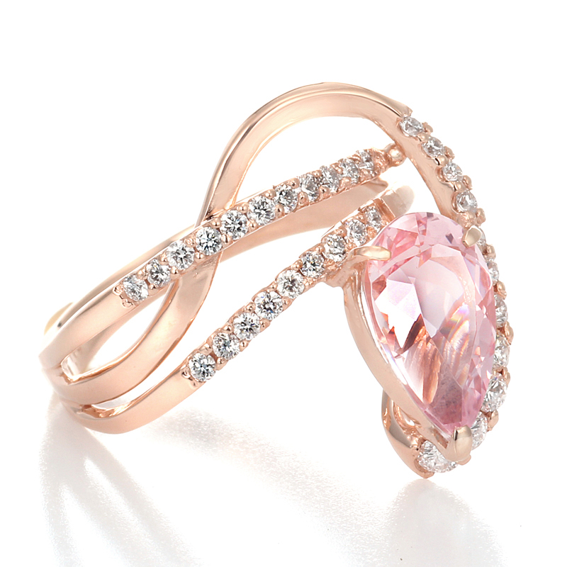 Romantic 3ct Pear Cut Pale Pink Morganite Ring