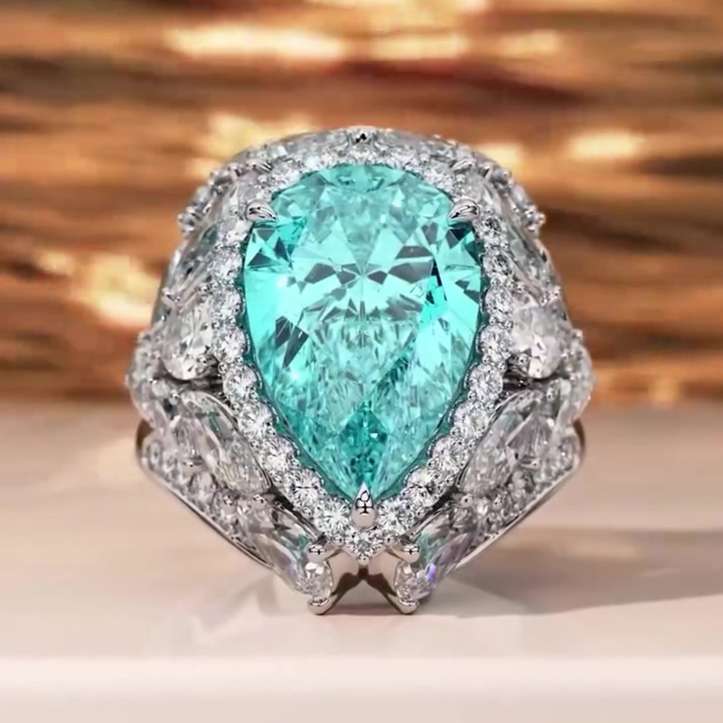 6ct Pear Cut Paraiba Men's Ring