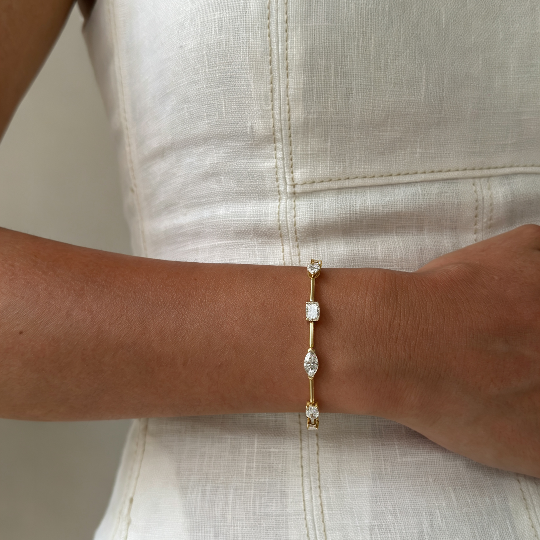 Classic Multiple Cut White Sapphire Bracelet