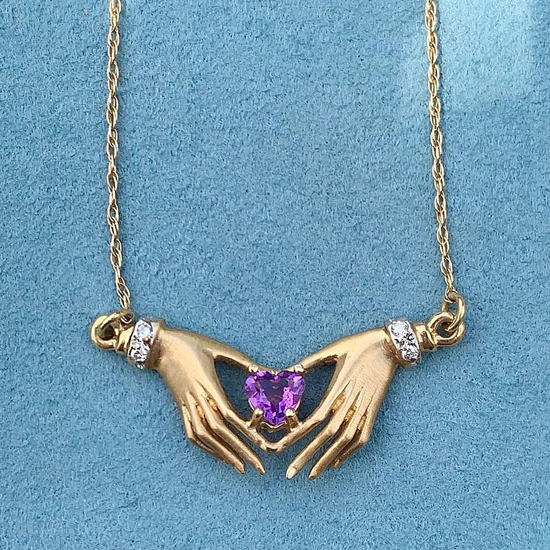 Heart Cut Amethyst Sapphire Pendant Necklace