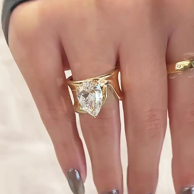 Unique 4ct Pear Cut White Sapphire Wedding Band