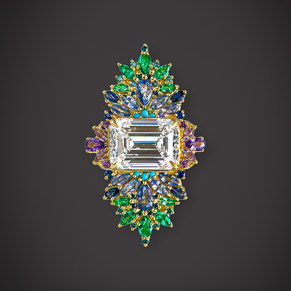 Magnificent 10ct Emerald Cut White Sapphire Cocktail Ring