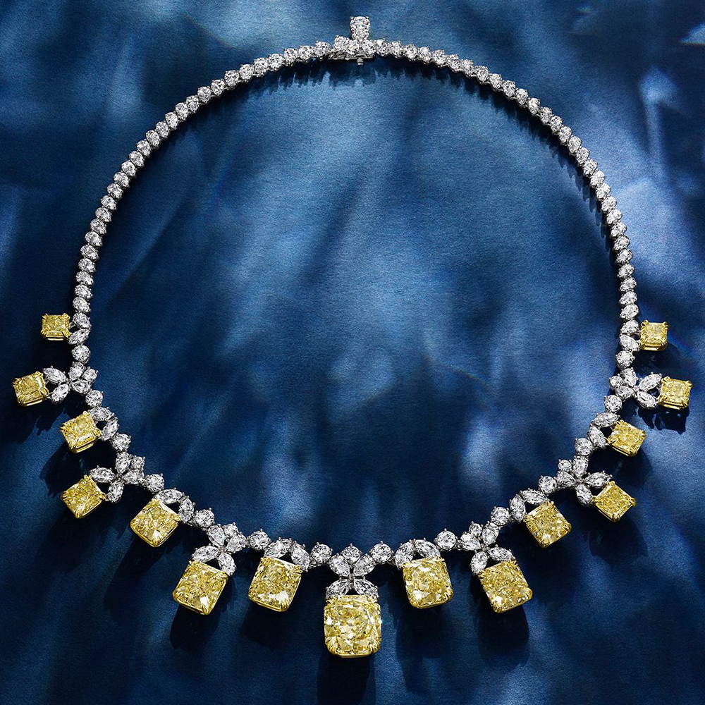 Multi-Cut Yellow & White Sapphire Necklace