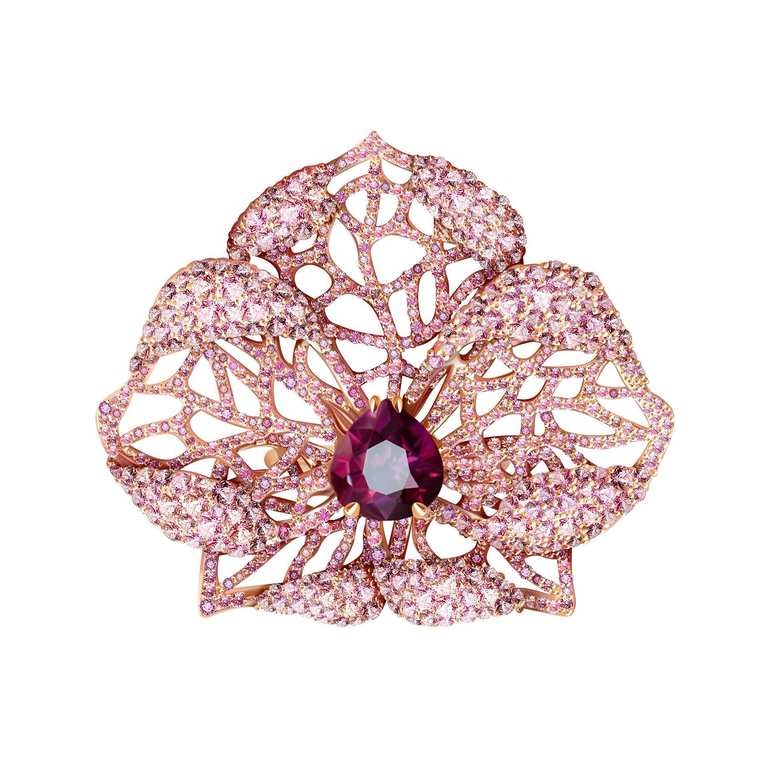 Pavé Amethyst & Pink Sapphire Orchid Cocktail Ring