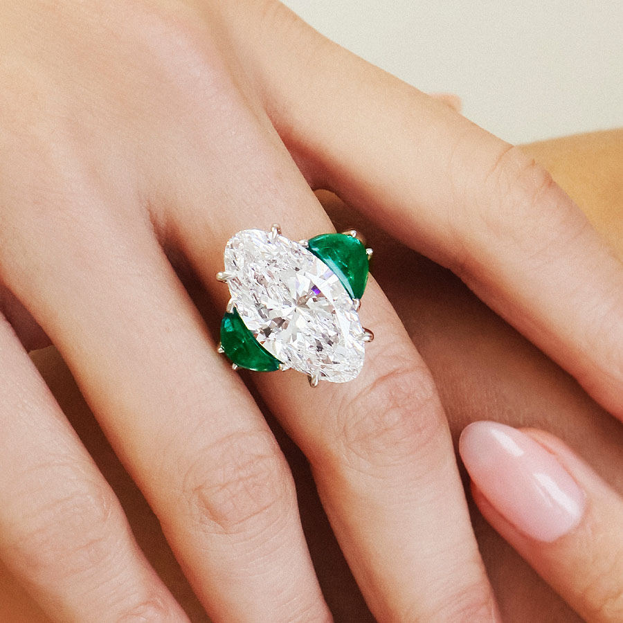 5ct Three-Stone Oval Cut White Sapphire Engagement Ring