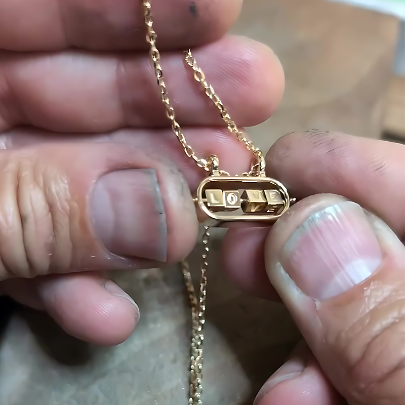 14K Gold "LOVE" Slide Necklace