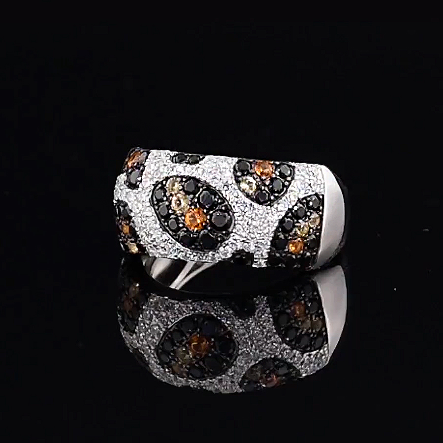 4.75ct Leopard Skin Black&White Sapphire Eternity Ring