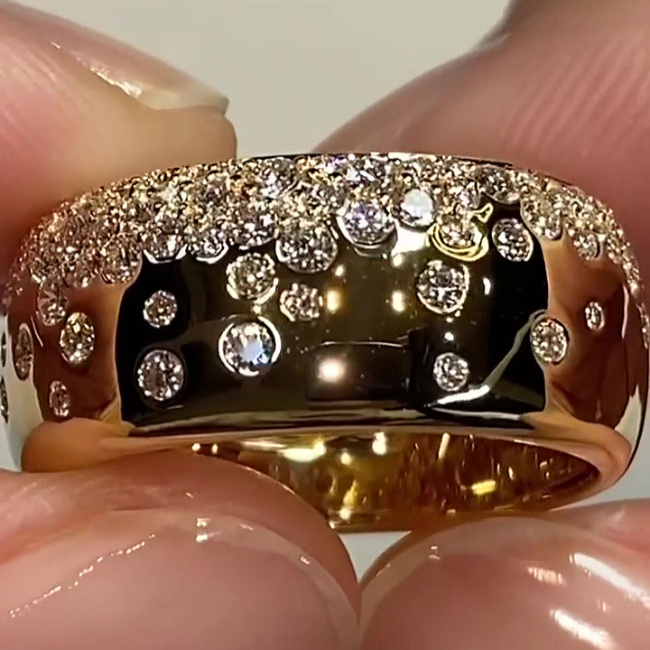 1.35ct Scattered Diamond Cigar Band In Gold Plating