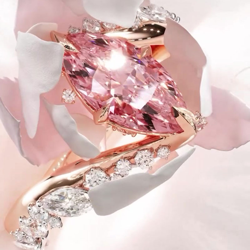 Bypass Design 3ct Marquise Cut Fancy Pink Sapphire Engagement Ring