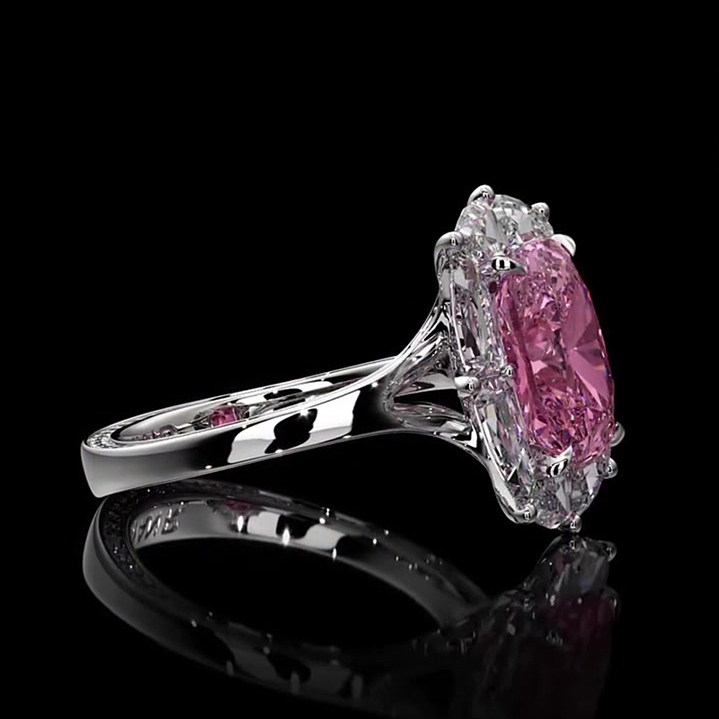 2ct Cushion Cut Pink Sapphire Diamond Ring
