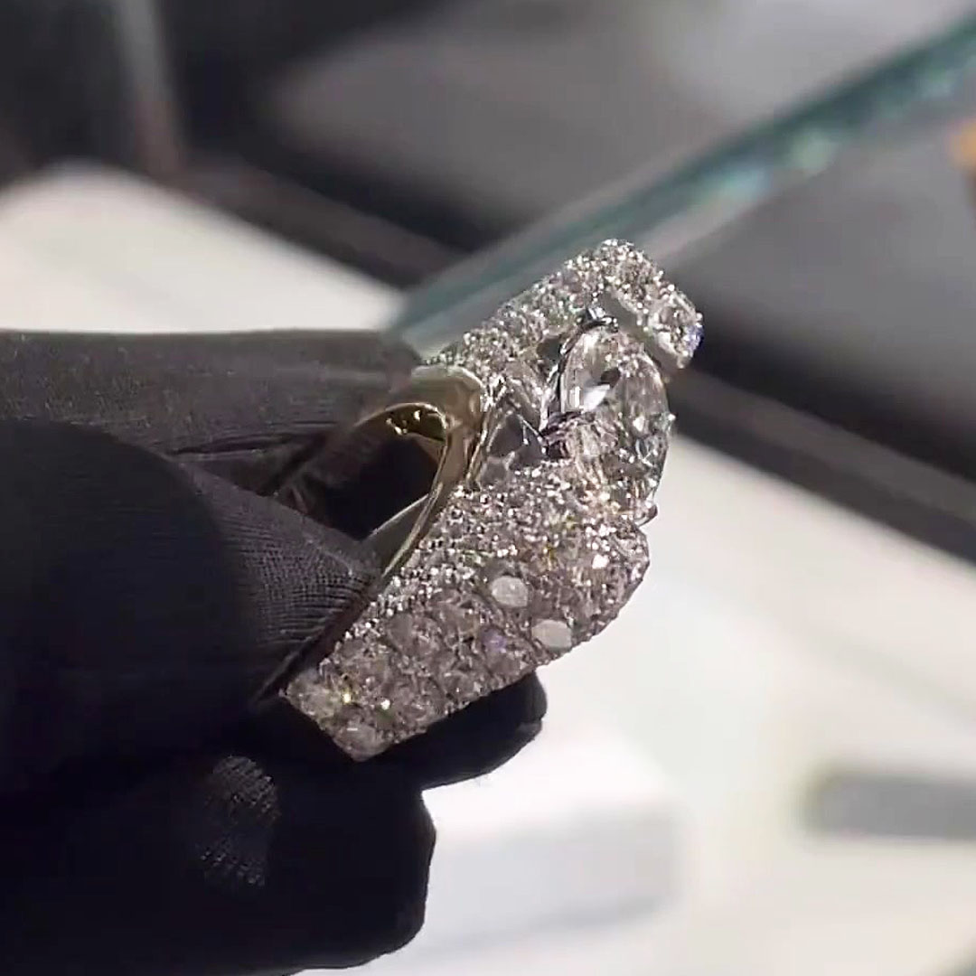 5.45ct Prong Setting Oval Cut White Sapphire Engagement Ring