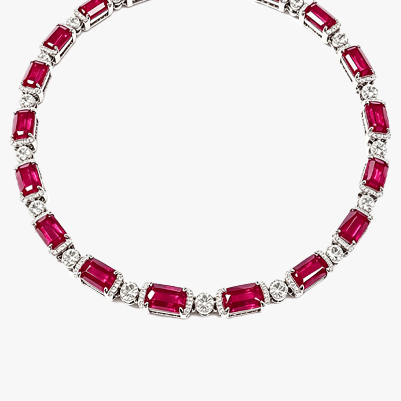 Emerald Cut Rose & Round Cut White Sapphire Bracelet