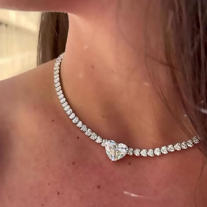 Heart Cut White Sapphire Necklace