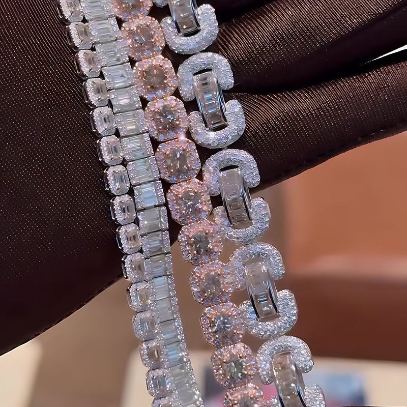 4-Style Iced Out White Sapphire Cuban Link Bracelet (Sold Individually)