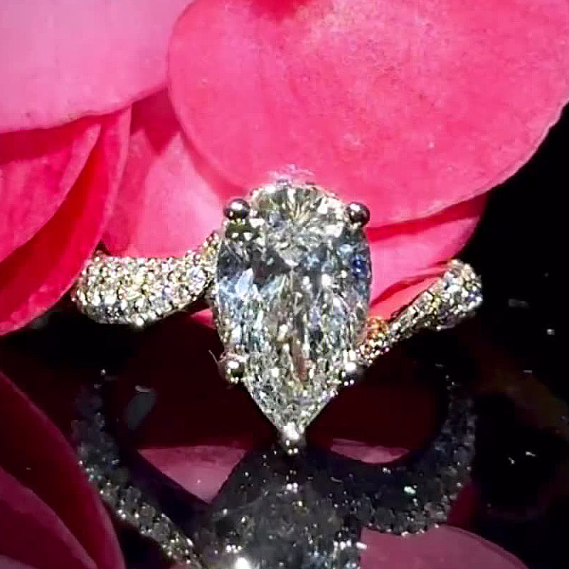 5ct Pear Cut White Sapphire Engagement Ring