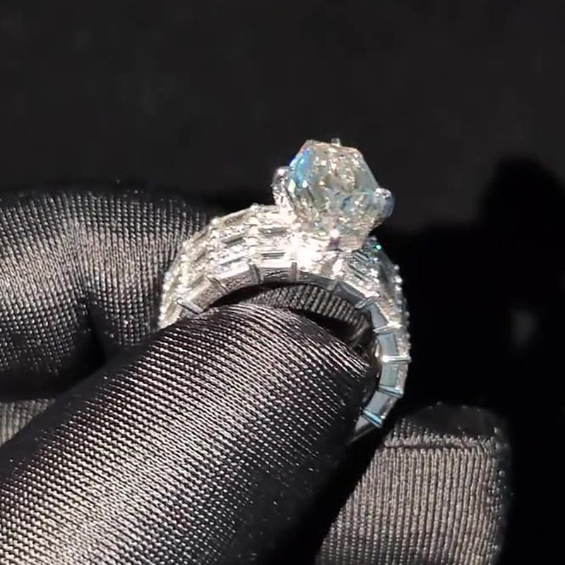 Art Deco 4ct Boat Shape Cut White Sapphire Engagement Ring