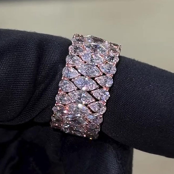 8.5ct Magnificent Marquise&Pear Cut White Sapphire Wedding Set/3pcs