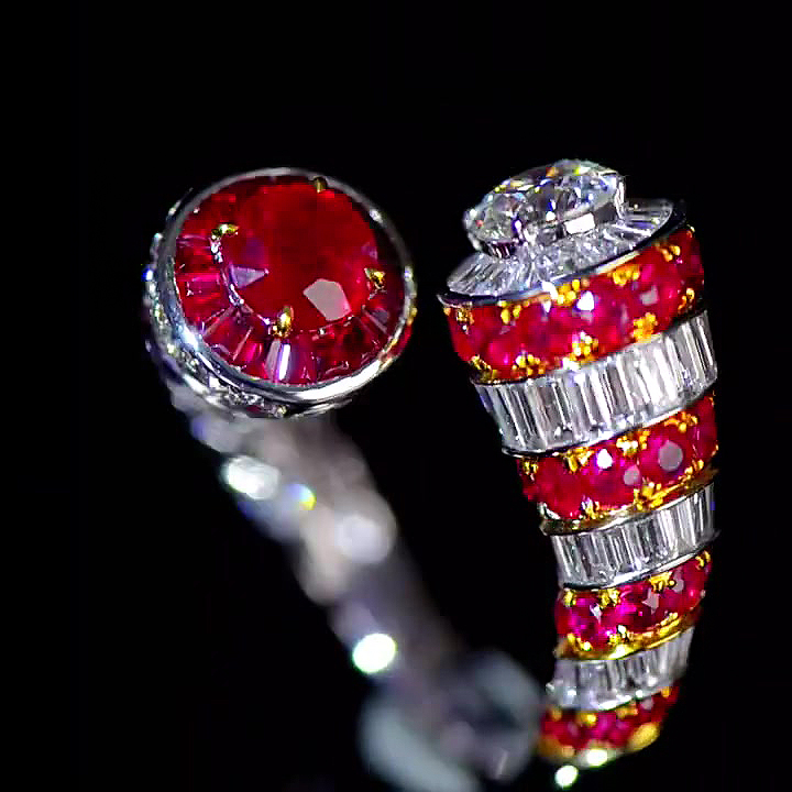 7.25ct Round Cut Ruby Sapphire Eternity Ring
