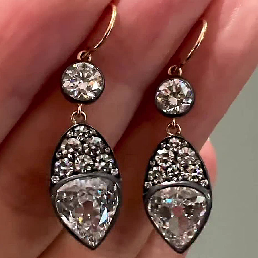 Art Deco Round Cut White Sapphire Drop Earrings