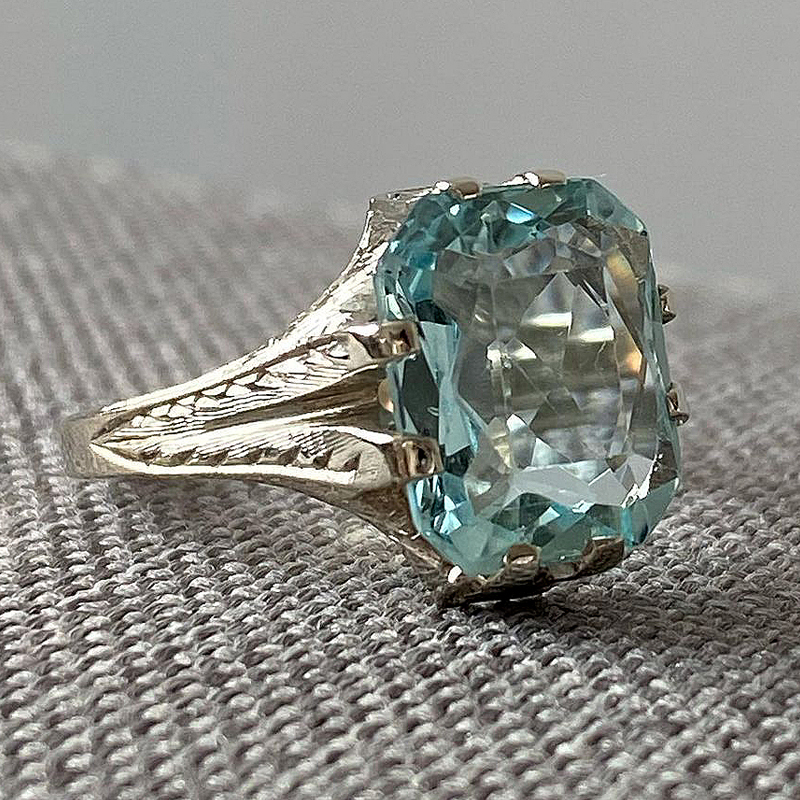 5ct Radiant Cut Aquamarine Sapphire Engagement Ring