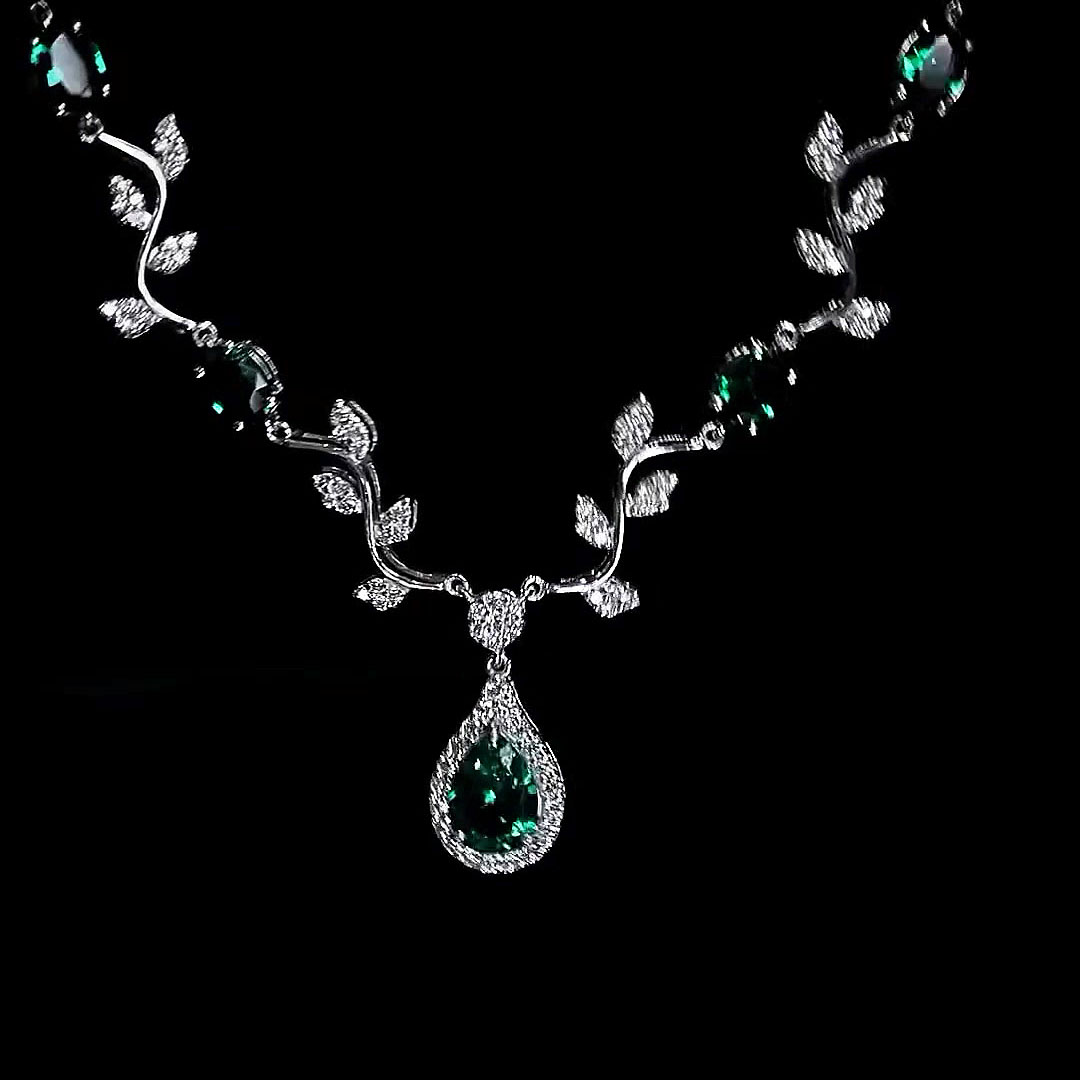 Pear Cut Emerald Cut Pendant Necklace