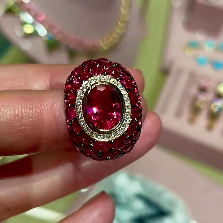 2ct Oval Cut Ruby Sapphire Cocktail Ring