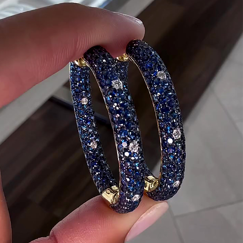 Round Cut Blue Sapphire Earrings