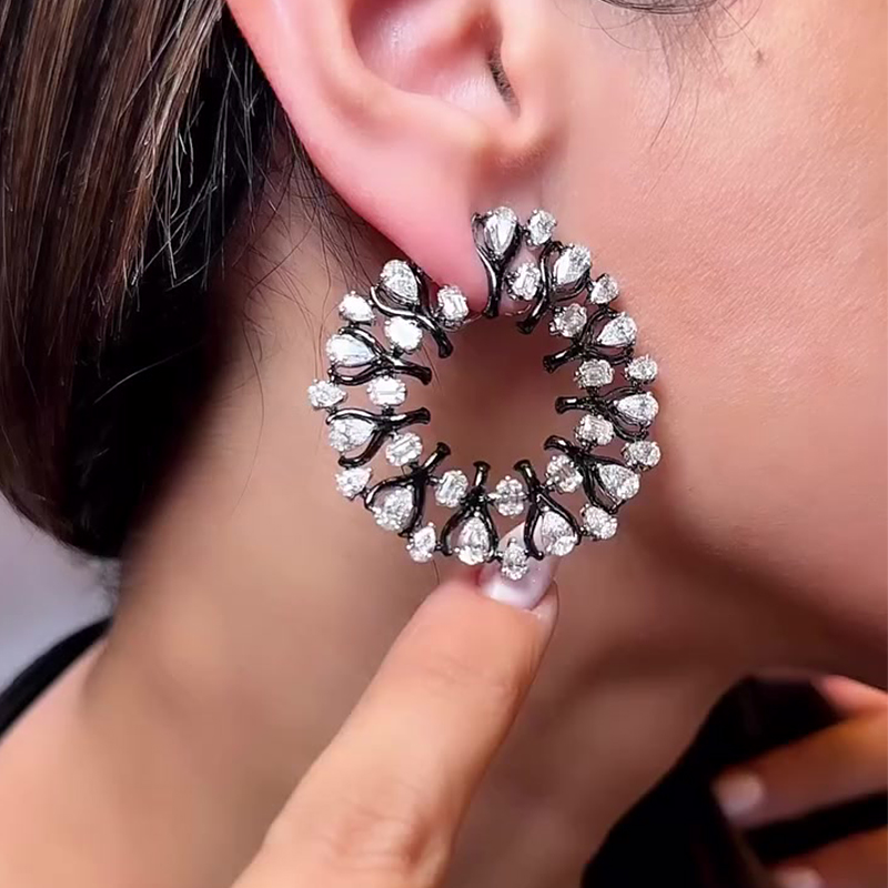 Pear & Emerald Cut White Sapphire Hoop Earrings