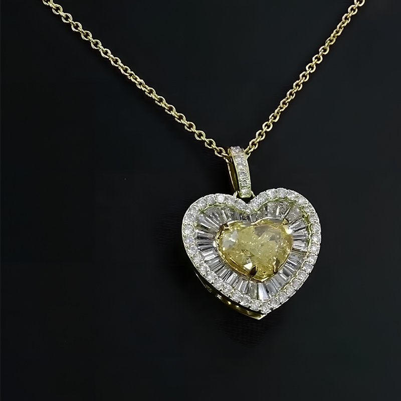 Heart Cut Yellow Sapphire Pendant Necklace