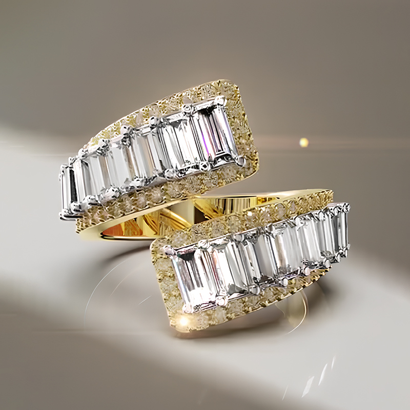 Open Design 2.88ct Emerald Cut White Sapphire Wedding Band