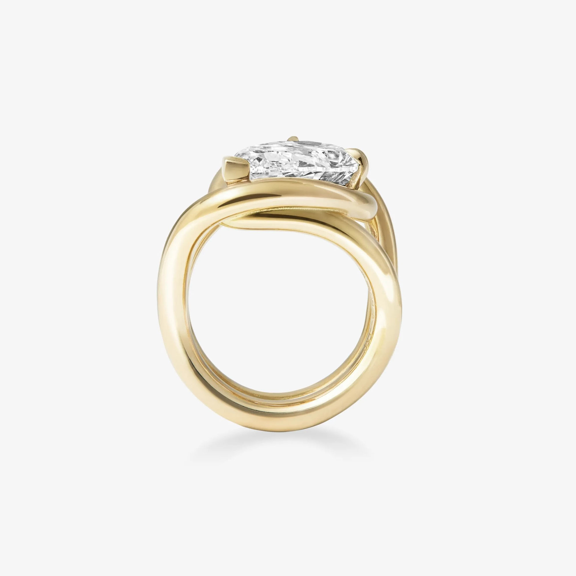 5ct Twisted Gold Pear Cut Dianond Solitaire Ring