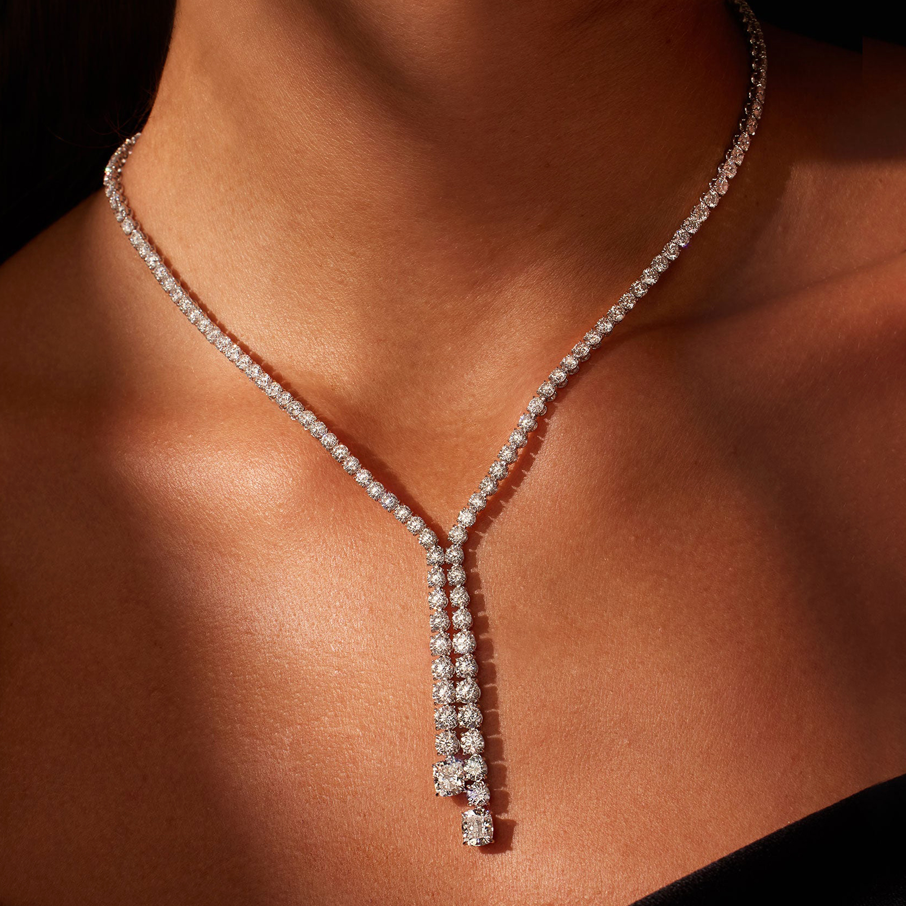 Cushion Cut Lariat Necklace