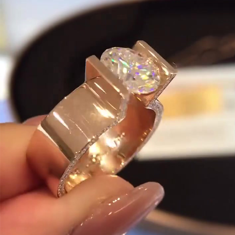 Tension Setting 2ct Round Cut White Sapphire Engagement Ring