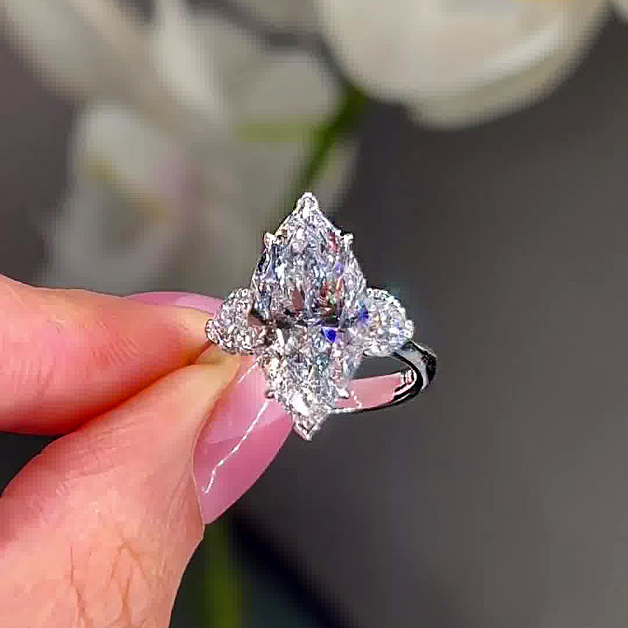 5ct Marquise Cut White Sapphire Engagement Ring