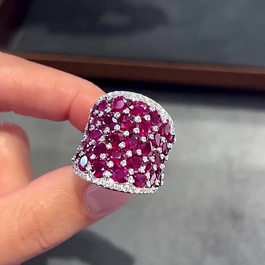9.85ct Round Cut Ruby Sapphire Cocktail Ring