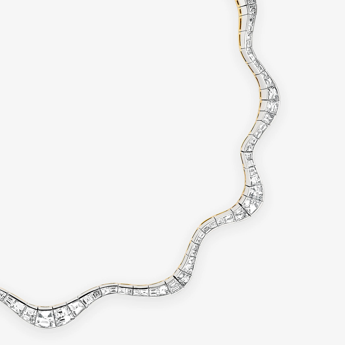 Emerald Cut White Sapphire Diamond Spaghetti Necklace