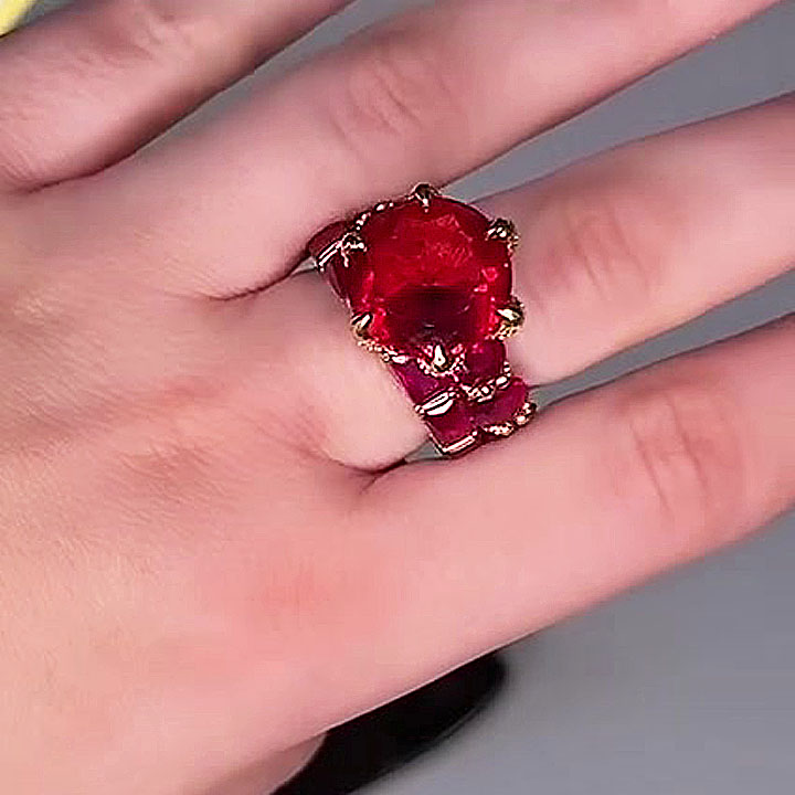 2ct Round Cut Ruby Sapphire Wedding Set
